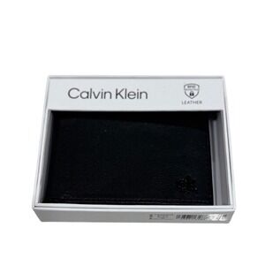 Calvin Klein Mens Black Leather RFID Bifold Wallet with Removable Passcase
